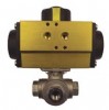 3 way ball valve L bore d acting pneumatic actuator